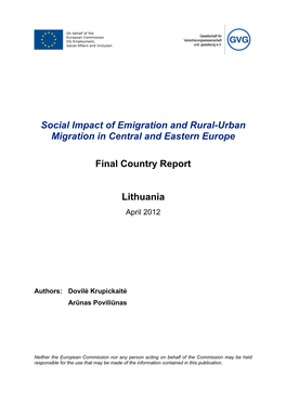 Lithuania Country Report: Social Impact Of