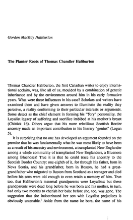 The Planter Roots of Thomas Chandler Haliburton