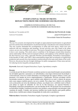 International Trade of Fruits: Reflections from the Submédio São Francisco