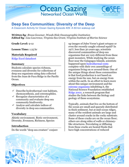 Deep Sea Communities: Diversity of the Deep (Pdf)