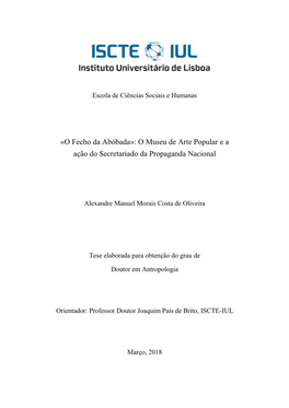 O Museu De Arte Popular E a Ação Do Secretariado Da Propaganda Nacional