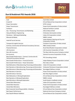 Dun & Bradstreet PSU Awards 2018