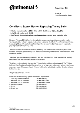 Contitech: Expert Tips on Replacing Timing Belts