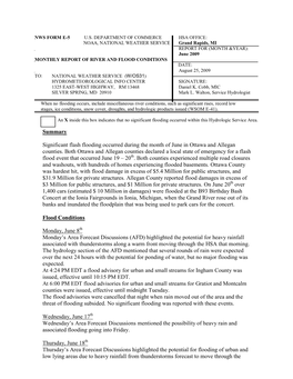 Summary Significant Flash Flooding Occurred During the Month of June