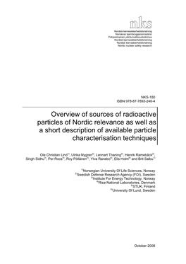 NKS-180, Overview of Sources of Radioactive Particles of Nordic