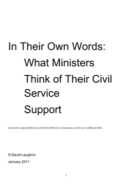 In Their Own Words: What Ministers Think of Their Civil Service Support