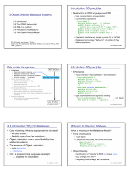 3 Object Oriented Database Systems 3.1 Introduction: Why OO