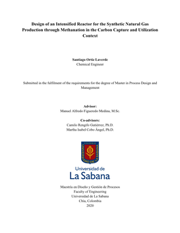 Design of an Intensified Reactor for the Synthetic Natural Gas Production Through Methanation in the Carbon Capture and Utilization Context