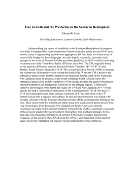 Tree Growth and the Westerlies in the Southern Hemisphere