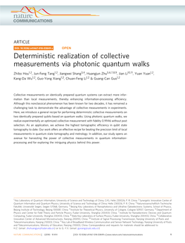 Deterministic Realization of Collective Measurements Via Photonic Quantum Walks