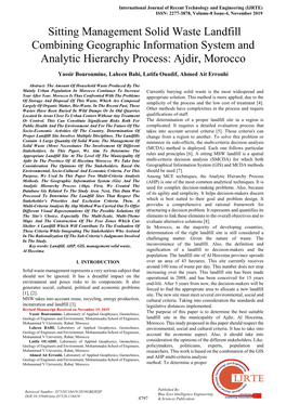 Sitting Management Solid Waste Landfill Combining Geographic Information System and Analytic Hierarchy Process: Ajdir, Morocco