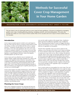 Methods for Successful Cover Crop Management in Your Home Garden