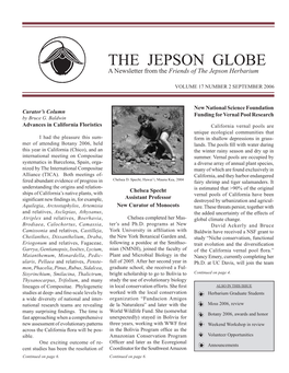 THE JEPSON GLOBE a Newsletter from the Friends of the Jepson Herbarium