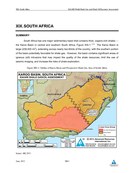 XIX. South Africa EIA/ARI World Shale Gas and Shale Oil Resource Assessment