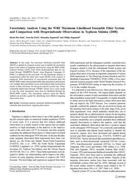 Uncertainty Analysis Using the WRF Maximum Likelihood Ensemble Filter System and Comparison with Dropwindsonde Observations in Typhoon Sinlaku (2008)