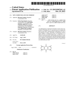 (12) Patent Application Publication (10) Pub. No.: US 2015/0307441 A1 Ogrodzinski Et Al