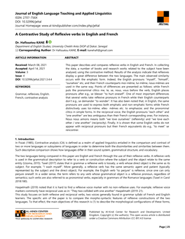 A Contrastive Study of Reflexive Verbs in English and French