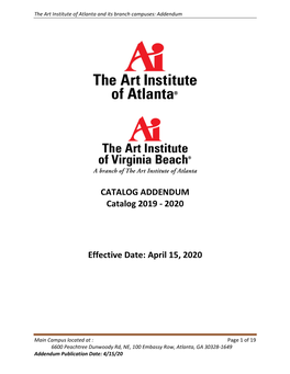 CATALOG ADDENDUM Catalog 2019 - 2020