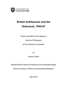 British Antifascism and the Holocaust, 1945-67