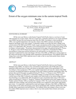 Extent of the Oxygen Minimum Zone in the Eastern Tropical North Pacific