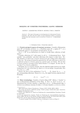 Rolling of Coxeter Polyhedra Along Mirrors 11