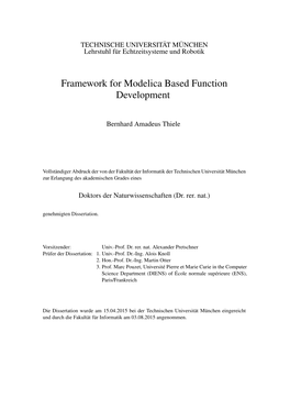 Framework for Modelica Based Function Development