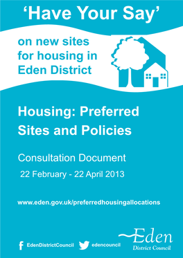 Eden Housing Preferred Sites and Policies Document