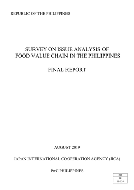 Survey on Issue Analysis of Food Value Chain in the Philippines Final Report