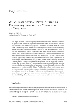 What Is an Action? Peter Auriol Vs. Thomas Aquinas on the Metaphysics of Causality