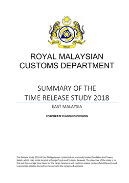 Summary of the Time Release Study 2018 East Malaysia