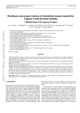 Parallaxes and Proper Motions of Interstellar Masers Toward