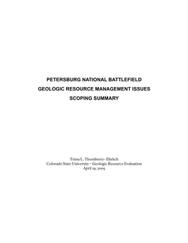 Petersburg National Battlefield Geologic Resource Evaluation