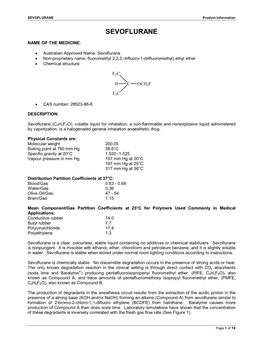 SEVOFLURANE Product Information