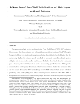 Penn World Table Revisions and Their Impact on Growth Estimates 2