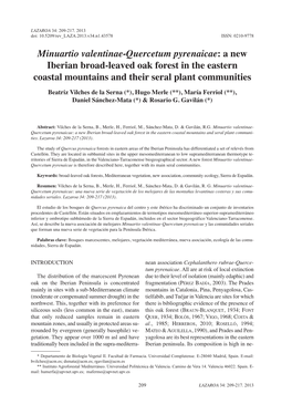 Minuartio Valentinae-Quercetum Pyrenaicae: a New Iberian Broad-Leaved Oak Forest in the Eastern Coastal Mountains and Their Seral Plant Communities