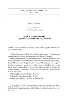 Język Starodalmatyński – Geneza I Zróżnicowanie Terytorialne