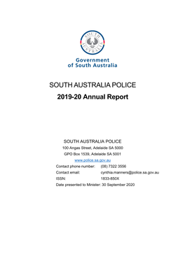 SOUTH AUSTRALIA POLICE 2019-20 Annual Report