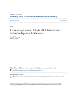 Effects of Globalization in American Japanese Restaurants Danielle Wenning Depauw University