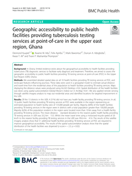 Geographic Accessibility to Public Health Facilities Providing