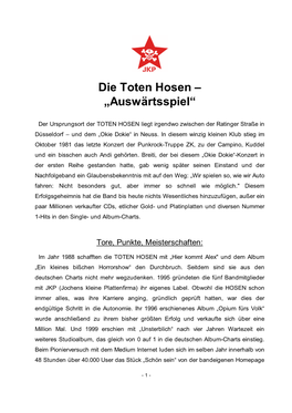 Die Toten Hosen – „Auswärtsspiel“