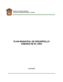 Plan Municipal De Desarrollo Urbano De El Oro