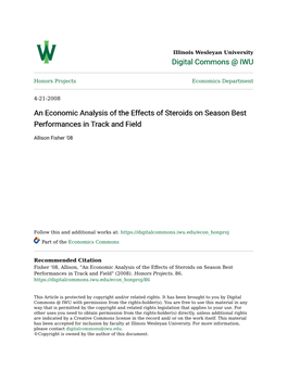 An Economic Analysis of the Effects of Steroids on Season Best Performances in Track and Field