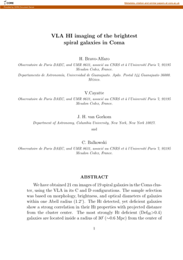 VLA HI Imaging of the Brightest Spiral Galaxies in Coma