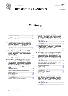 HESSISCHER LANDTAG 35. Sitzung