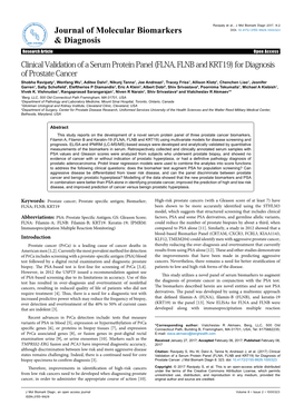 Clinical Validation of a Serum Protein Panel (FLNA, FLNB and KRT19) For