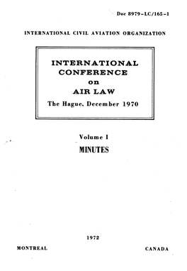 International Conference on Air Law, Volume I: Minutes