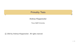 Primality Tests