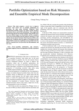 Portfolio Optimization Based on Risk Measures and Ensemble Empirical Mode Decomposition