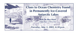 Clues to Ocean Chemistry Found in Permanently Ice-Covered Antarctic Lakes