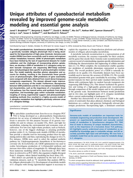 Unique Attributes of Cyanobacterial Metabolism Revealed by Improved Genome-Scale Metabolic Modeling and Essential Gene Analysis